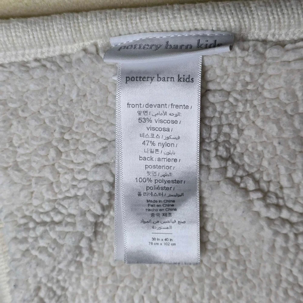 Pottery Barn Kids White Knit Sherpa Baby Blanket Tassel Stroller Nursery 30x40